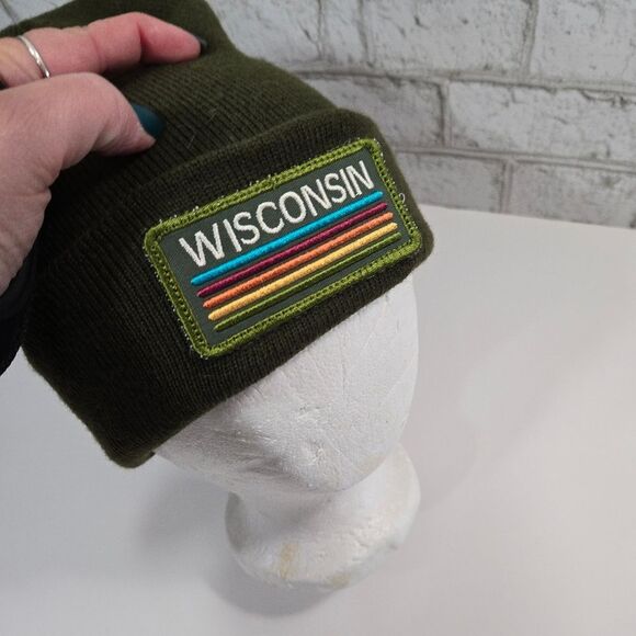 Warm Wisconsin boutique green winter hat - Picture 7 of 11